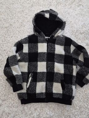 Miles the Label Girls Buffalo Plaid Sherpa Fleece Jacket 12 Full Zip Hoodie